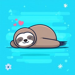 cute sloth sleeping cartoon vector