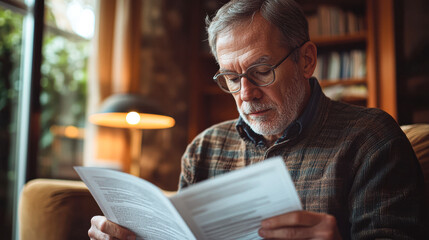 Wall Mural - A man is reading a book in a living room