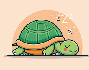 Wall Mural - Cute Turtle Sleeping Cartoon Vector