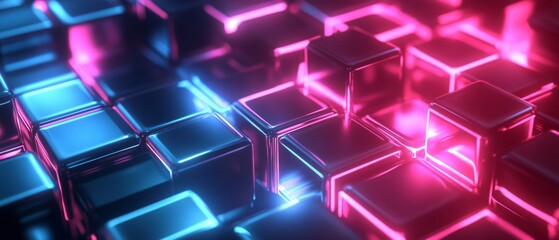Wall Mural - a close up of a colorful cube pattern with a blue and pink hue