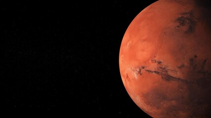 Wall Mural - the red planet mars on the left side of the screen in deep space