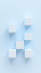 Fototapete - Minimal 3D grid of cubes on plain background creates serene and modern aesthetic. arrangement of white cubes casts soft shadows, enhancing depth. Vertical 4K smartphone wallpaper