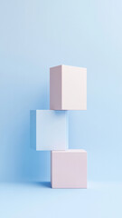 Fototapete - Minimalist geometric shapes create serene composition in soft pastel colors, evoking sense of calm and balance. Vertical 4K smartphone wallpaper