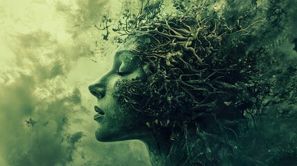 Sticker - The Woman of the Woods: A Surreal Portrait of Nature and Humanity