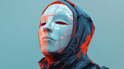 Sticker - Abstract portrait of a person wearing a futuristic mask