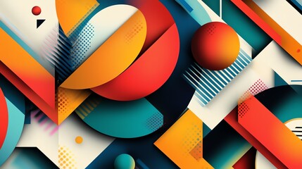 Poster - Abstract geometric pattern with vibrant colors and shapes.