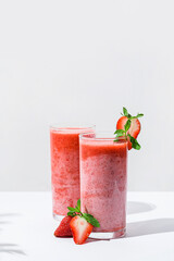 Wall Mural - smoothies with strawberries and milk