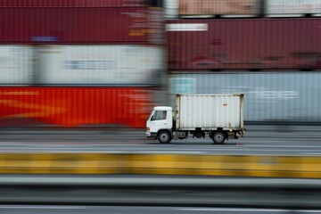 Sticker - White truck shipping vehicle motion.