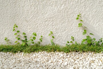 Canvas Print - Gravel grass wall plant.