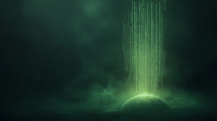 Poster - A green planet with a green glow surrounding it