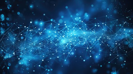 Abstract blue technology background with connection lines and dots