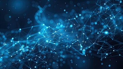 Abstract blue technology background with connection lines and dots