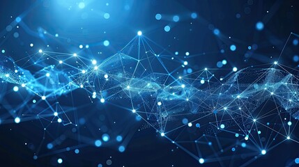 Abstract blue technology background with connection lines and dots