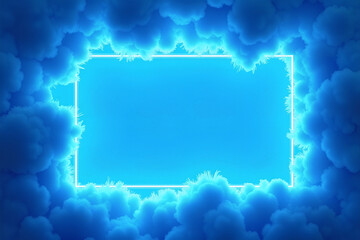 Wall Mural - abstract blu fluffy frame with glowing effect, blank centre for text