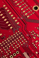 red printed circuit board. background or texture