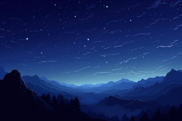 Sticker - Night sky landscape mountain outdoors.