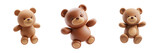 PNG 3d icons and object Cute teddy bears in playful pose, showcasing their soft, rounded features and warm brown tones. Perfect for childrens decor or toy collections