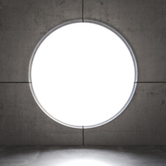 Wall Mural - round window illuminating grunge concrete room interior