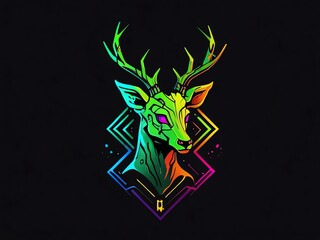 Sticker - Neon Deer Illustration