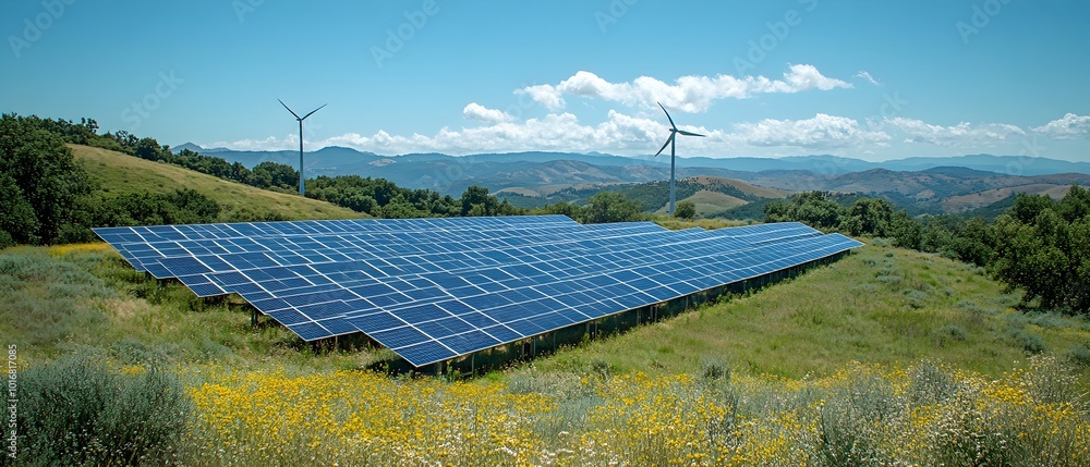 Renewable energy solutions harnessing the power of nature on a scenic ...