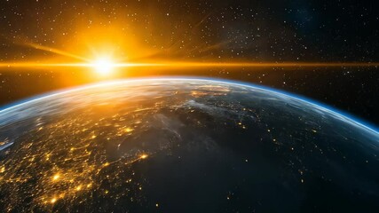 Wall Mural - Sun illuminating earth as seen from space