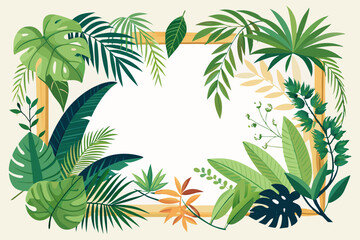 Poster - A tropical leaves frame illustration