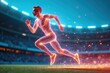 © PixelQraze - Futuristic Neon Runner on Stadium Track