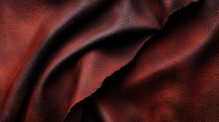  A tight shot of red, leather texture upholstery resembling a cloth sheet