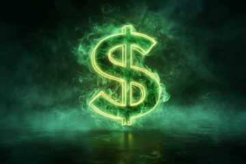 Dollar sign on a smoke background.