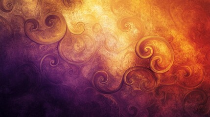 Poster - Autumnal Swirl. Rich Orange, Brown, and Purple Gradient Background