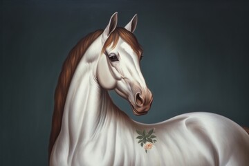 Sticker - Horse face and flowers stallion painting animal.