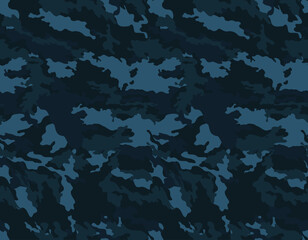 Wall Mural - military blue camouflage pattern, dark vector background, modern design for print clothing, paper, f