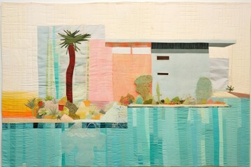 Canvas Print - Swimming pool painting art architecture.