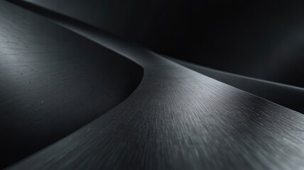 Abstract background with a wavy, brushed metal surface in dark grey tones.