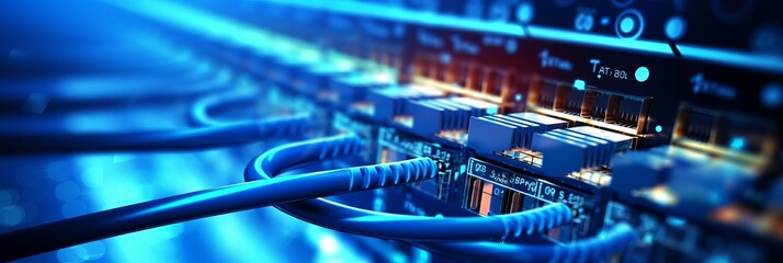 Wall Mural - electronic connection with data transfer, network and communication
