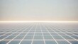 © kudesniza - Futuristic glowing grid landscape design with bright horizon in pastel colors