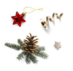 Wall Mural - art art christmas tree branch and pine cone and christmas decoration. holidays design element isolat