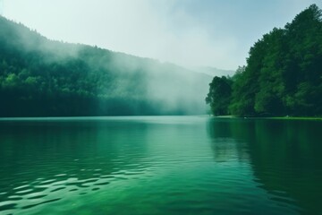 Wall Mural - Landscape green lake outdoors.