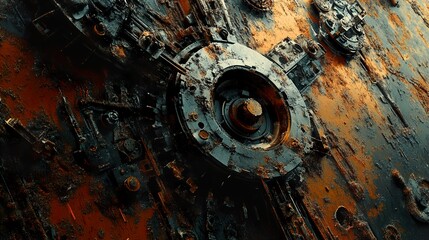 Canvas Print - Rusted Metal Gears: A Futuristic Industrial Design