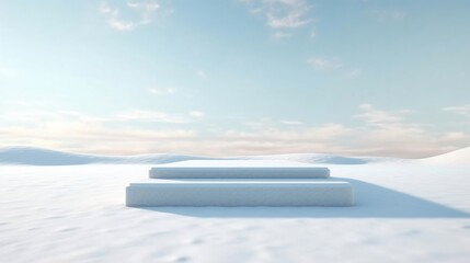 Poster - Winter Minimalist Landscape with Three White Steps