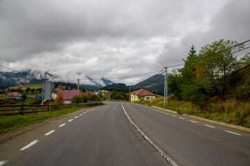 Landscape with road from Tihuta Pass - Romania