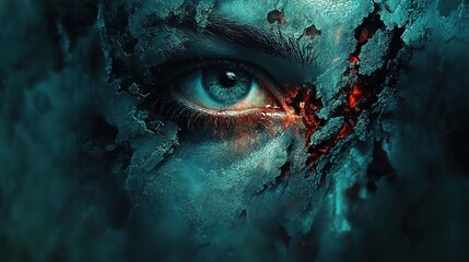 Poster - Intense Blue Eye: A Surreal and Disturbing Artwork