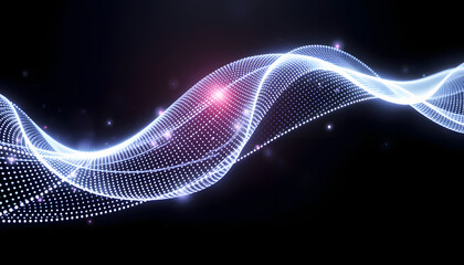 Wall Mural - data technology illustration. abstract futuristic background. wave with connecting dots and lines on