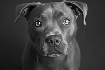 Beautiful pitbull terrier dog posing for portrait in studio