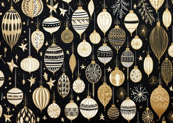 Sticker - Gold and silver christmas baubles pattern celebration backgrounds.