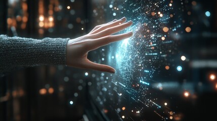 Wall Mural - hand touching the metaverse universe,digital transformation conceptual for next generation technolog