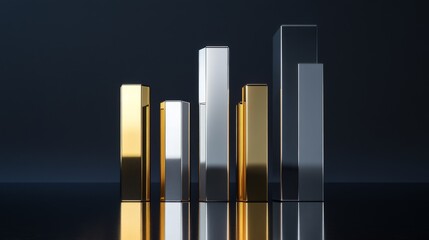Poster - Metallic Bars Representing Financial Growth and Success