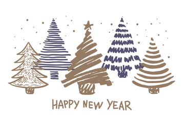 Wall Mural - christmas tree on white, hand drawn illustrations. vector.
