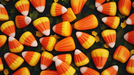 Wall Mural - Halloween themed candy corn and pumpkin background