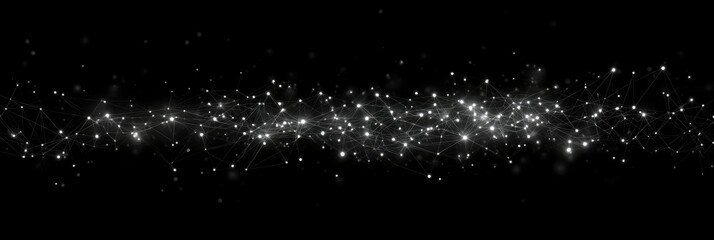 Wall Mural - Abstract network connecting dots and lines in a panoramic banner